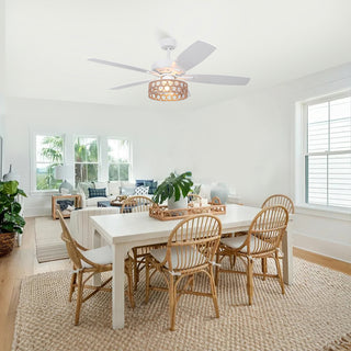 52" Harriet White Farmhouse Ceiling Fan with Light and Remote Control