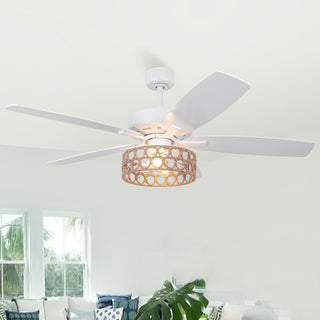 52" Harriet White Farmhouse Ceiling Fan with Light and Remote Control