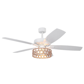 52" Harriet White Farmhouse Ceiling Fan with Light and Remote Control