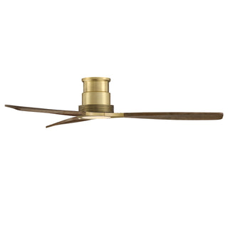 48 Inch Soft Brass Solid Wood Blades Flush Mount Ceiling Fan