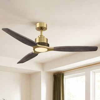 48 Inch Soft Brass Solid Wood Blades Downrod Mount Ceiling Fan