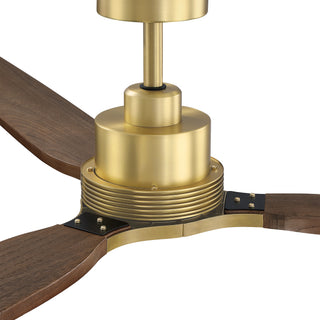 84" Soft Brass Solid Wood Blades Downrod Mount Large Ceiling Fan