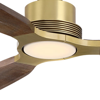 84" Soft Brass Solid Wood Blades Downrod Mount Large Ceiling Fan
