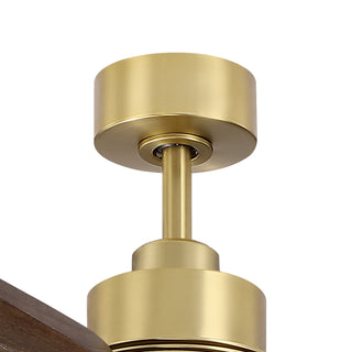 84" Soft Brass Solid Wood Blades Downrod Mount Large Ceiling Fan