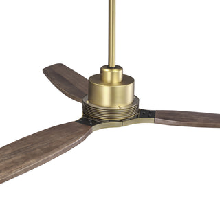 56" Soft Brass Solid Wood Blades LED Ceiling Fan with Remote Control