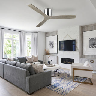 Vaczon 54" Ward Modern Solid Wood Blades Flush Mount Ceiling Fan