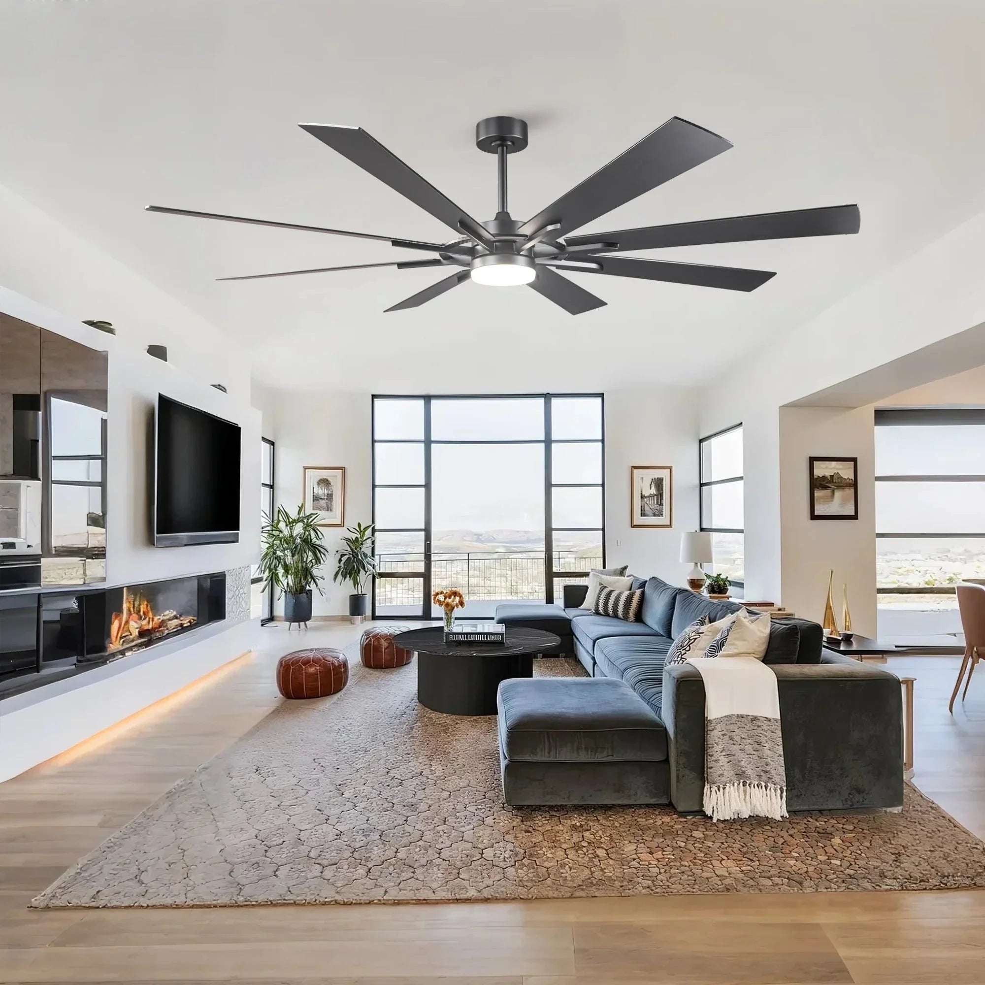 60 Inch 72 Inch Windmill Downrod Mount LED Ceiling Fan