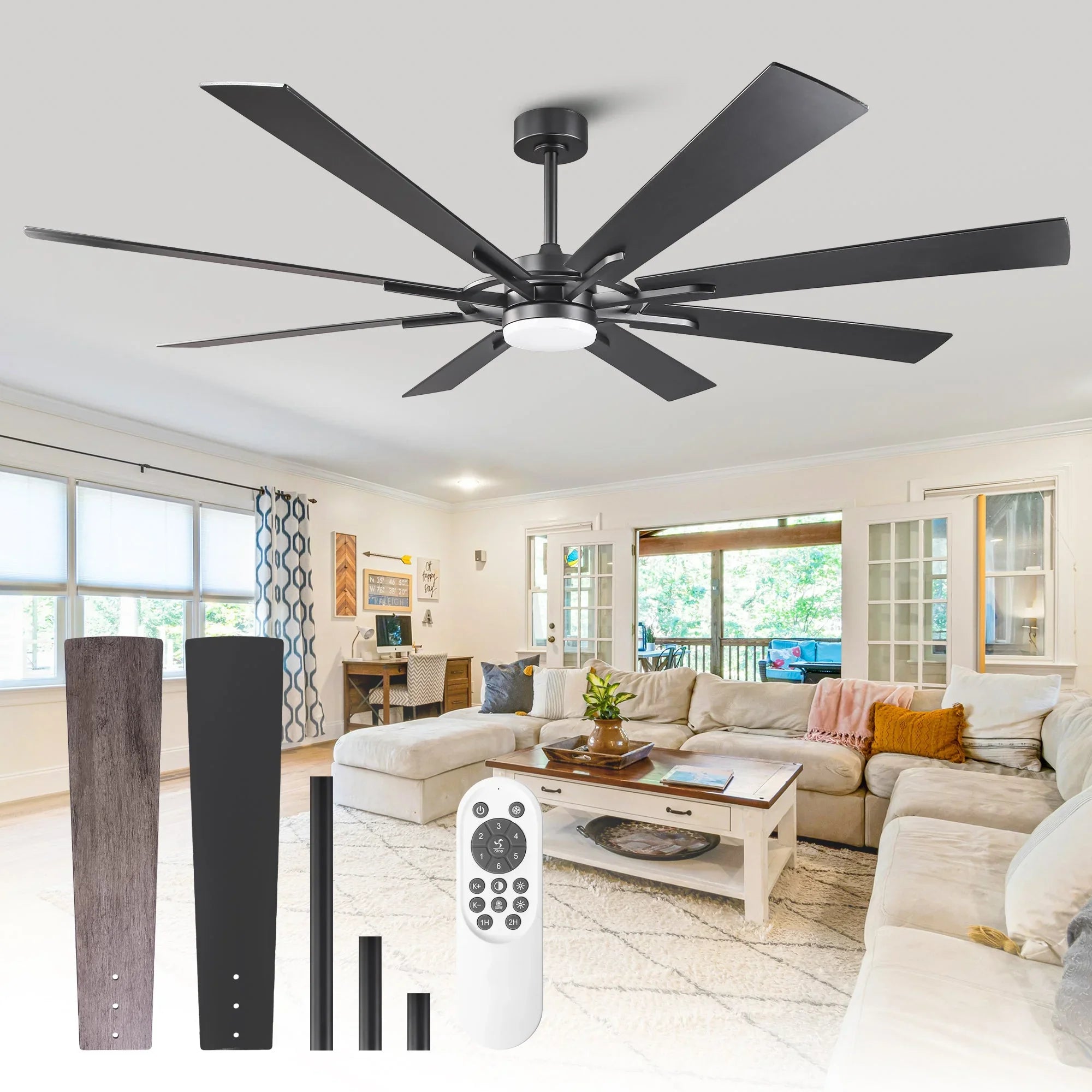60 Inch 72 Inch Windmill Downrod Mount LED Ceiling Fan
