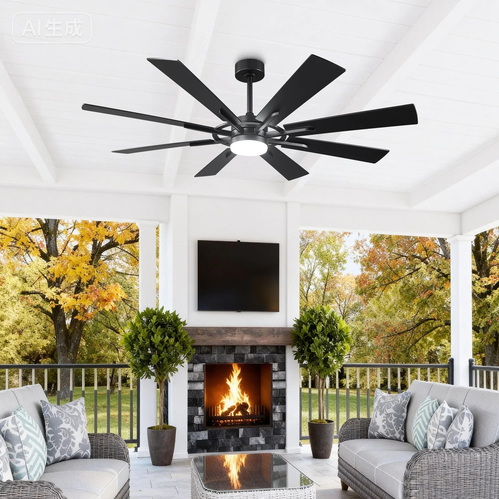 60 Inch 72 Inch Windmill Downrod Mount LED Ceiling Fan