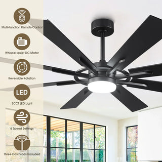 60 Inch 72 Inch Windmill Downrod Mount LED Ceiling Fan