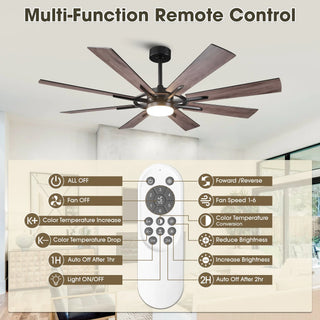 60 Inch 72 Inch Windmill Downrod Mount LED Ceiling Fan