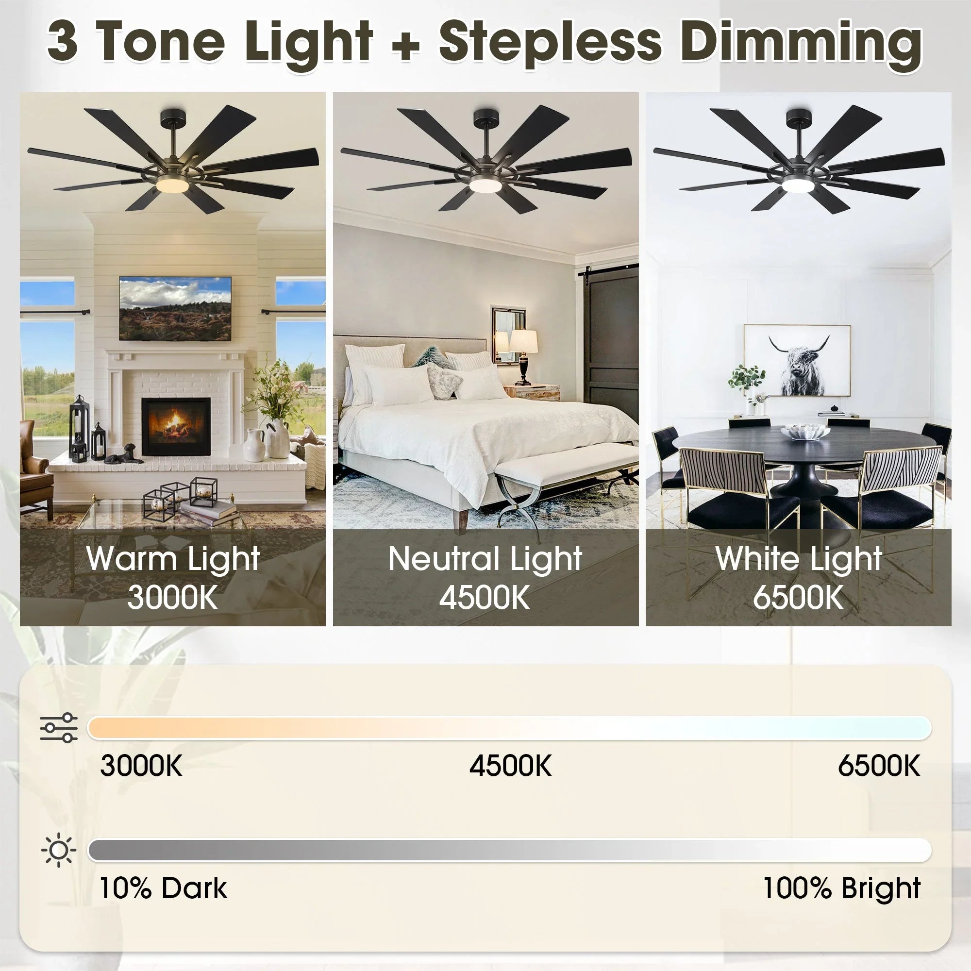 60 Inch 72 Inch Windmill Downrod Mount LED Ceiling Fan
