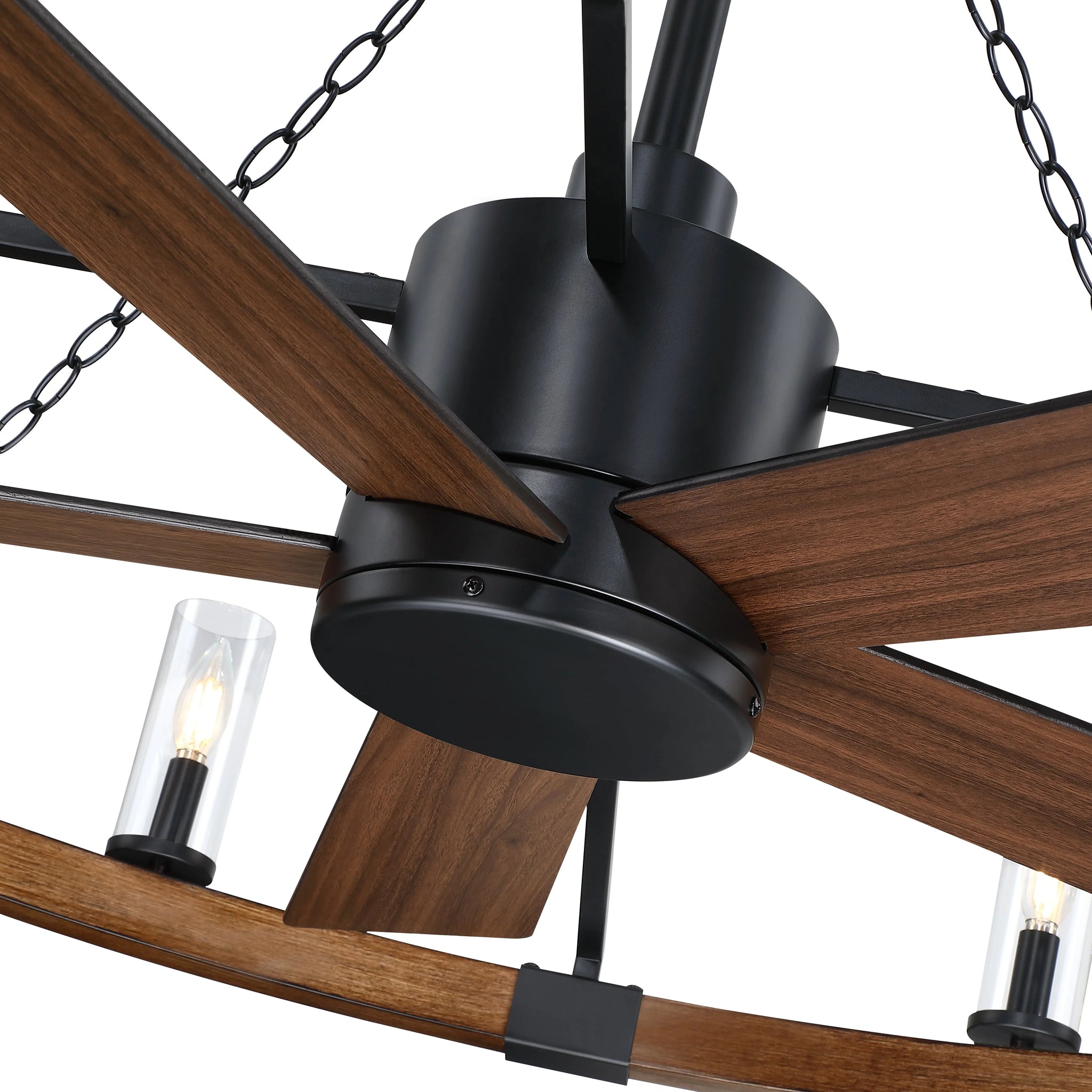 52 Inch Amelia Black Industrial Fandelier with Light - Vaczon