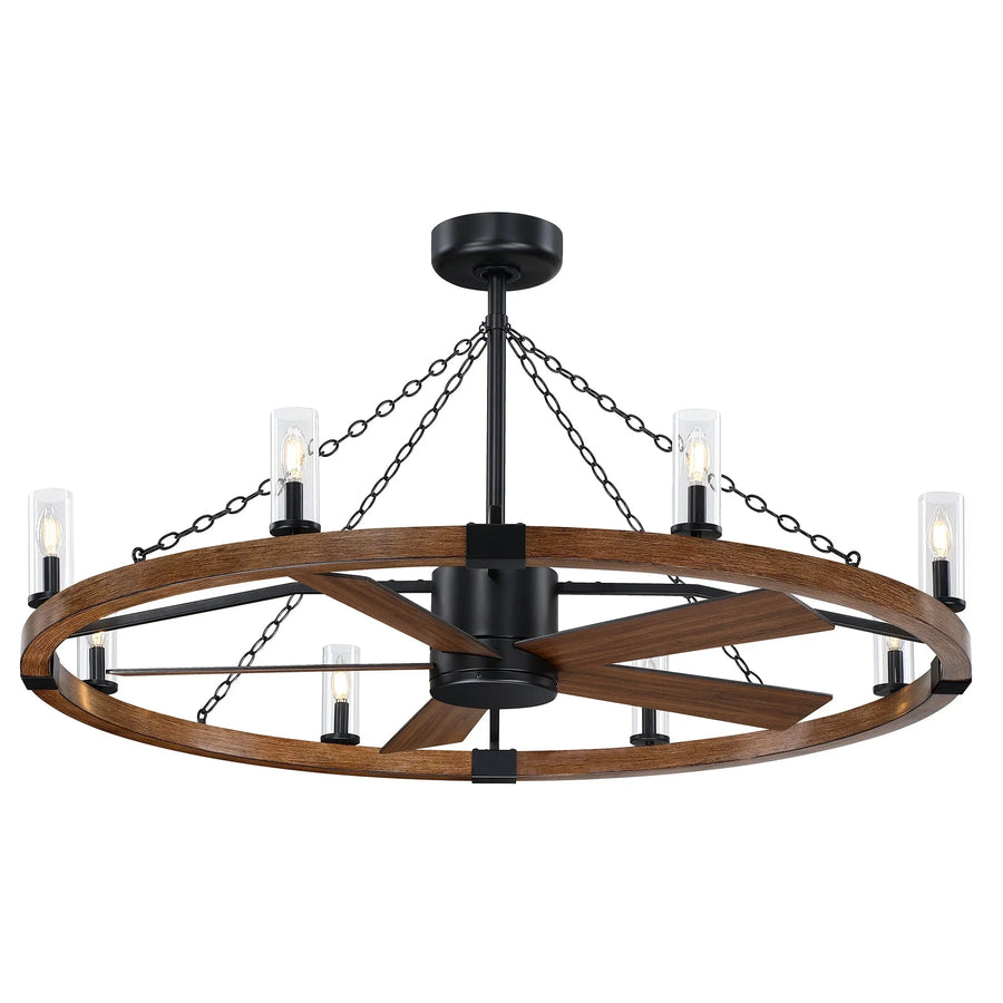 52 Inch Amelia Black Industrial Fandelier with Light - Vaczon