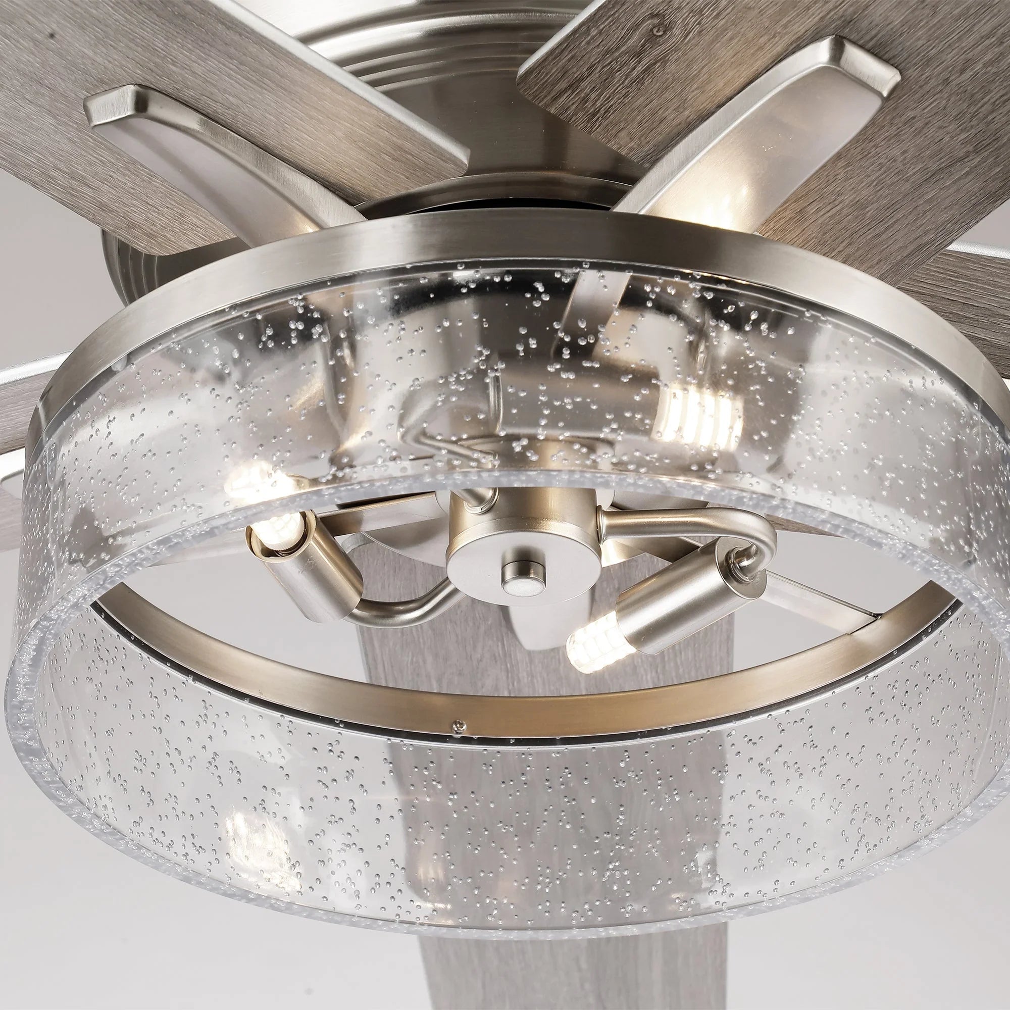 52 Inch Archer Modern Satin Nickel Ceiling Fan with Light & Remote Control - Vaczon