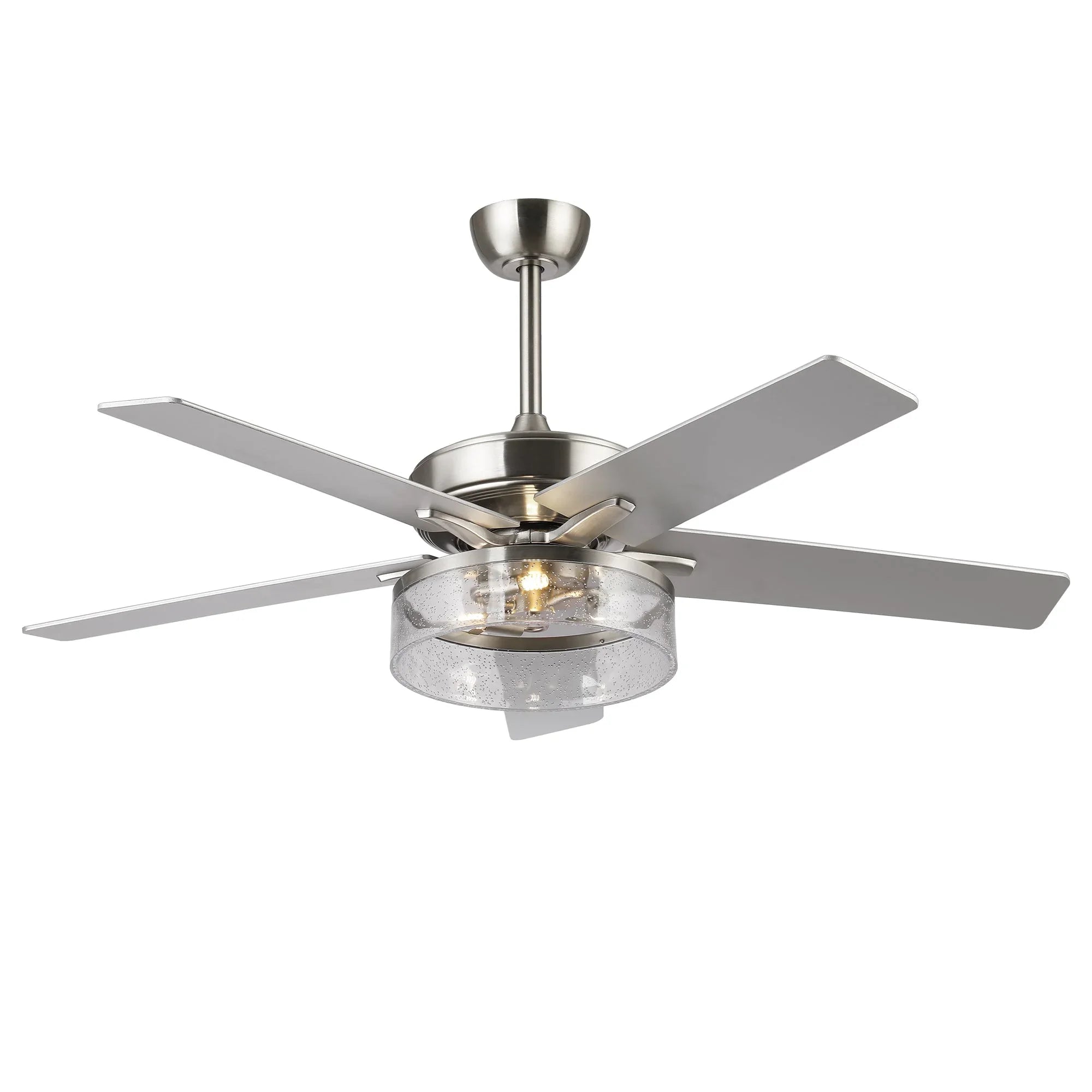52 Inch Archer Modern Satin Nickel Ceiling Fan with Light & Remote Control - Vaczon