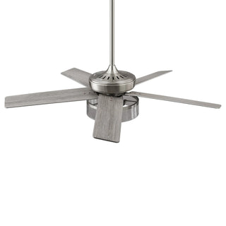 52 Inch Archer Modern Satin Nickel Ceiling Fan with Light & Remote Control - Vaczon