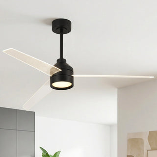 55" Xenia Black Downrod Mount LED Ceiling Fan with Clear Blades