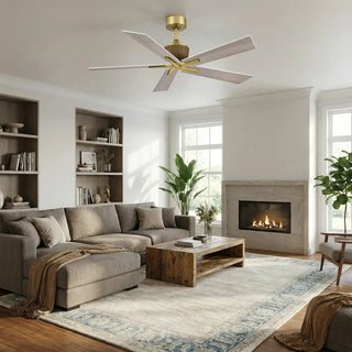 52" Soft Brass Downrod Mount Ceiling Fan