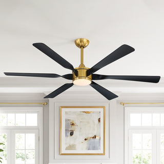 60" Modern Ceiling Fan with Lights and Remote, 6-Blade Large Ceiling Fan