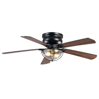 52 Inch Hogan Black Flush Mount Ceiling Fan with Light