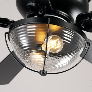 52 Inch Hogan Black Flush Mount Ceiling Fan with Light