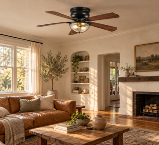 52 Inch Hogan Black Flush Mount Ceiling Fan with Light
