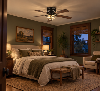 52 Inch Hogan Black Flush Mount Ceiling Fan with Light