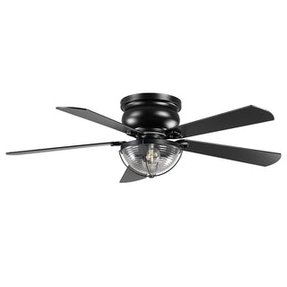 52 Inch Hogan Black Flush Mount Ceiling Fan with Light
