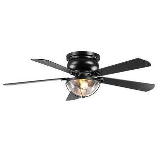 52 Inch Hogan Black Flush Mount Ceiling Fan with Light