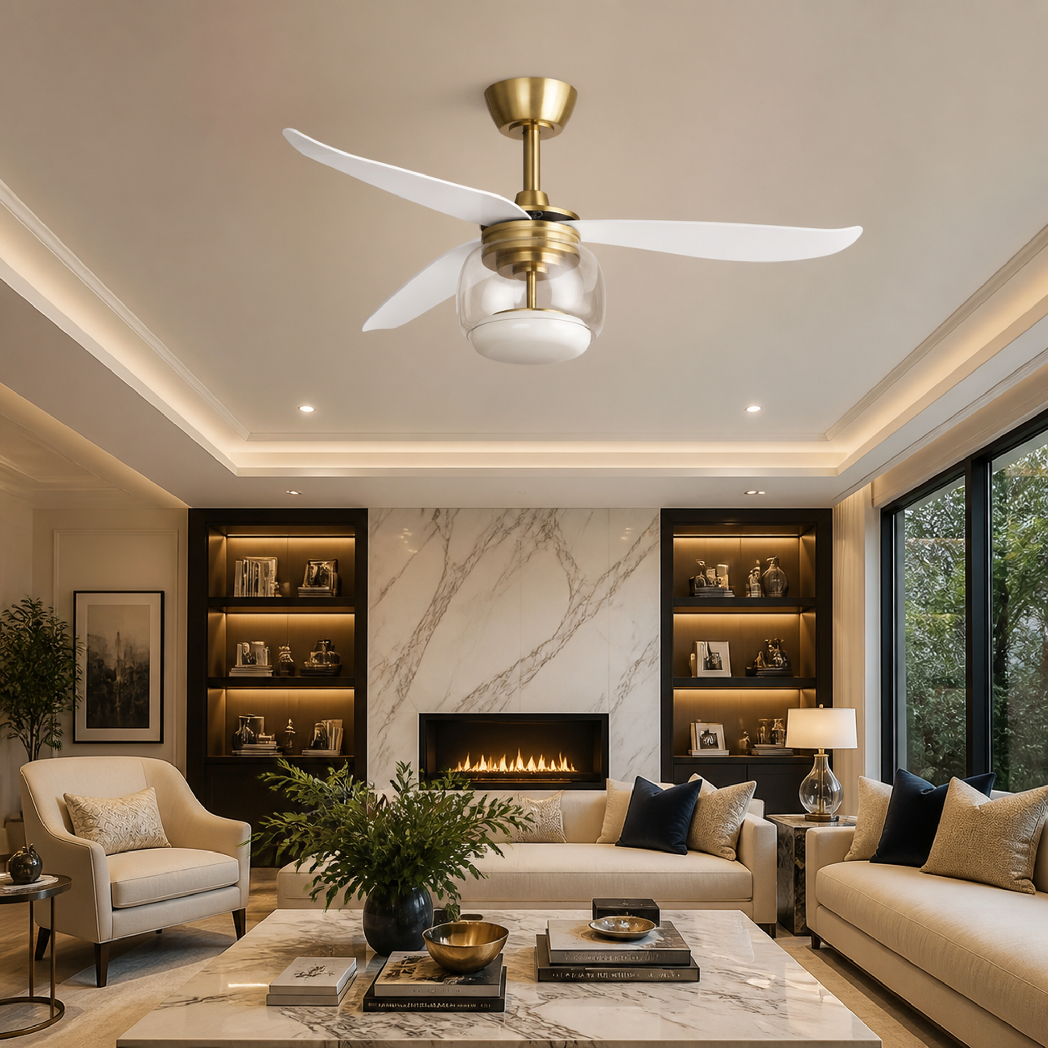 52 Inch Jared Modern Antique Bronze LED Ceiling Fan