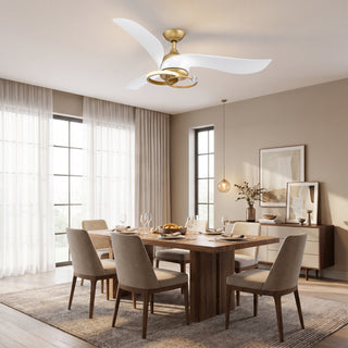 52 Inch Vintage Gold Ceiling Fan with Crystal LED Light Ring
