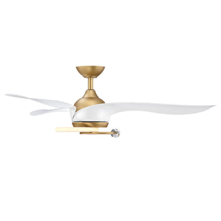52 Inch Vintage Gold Ceiling Fan with Crystal LED Light Ring