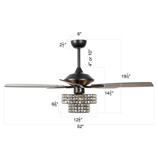 Nowthen 52 Inch Chrome Crystal Ceiling Fan with Remote - Vaczon