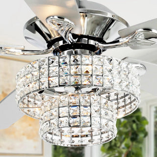 Nowthen 52 Inch Chrome Crystal Ceiling Fan with Remote - Vaczon
