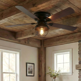 42" Traditional Flush Mount Reversible Ceiling Fan with Lighting and Remote Control