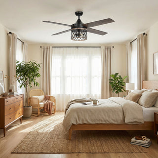 52" Mirelle Farmhouse Downrod Mount Reversible Ceiling Fan with Lighting and Remote Control