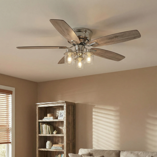 52" Bangatore Traditional Chrome Flush Mount Reversible Ceiling Fan with Lighting and Remote Control