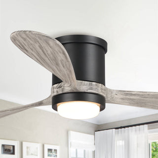 52" Anyan Farmhouse Flush Mount Reversible Ceiling Fan with Lighting