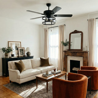 52" Urbana Downrod Mount Reversible Industrial Ceiling Fan with Lighting and Pull Chain