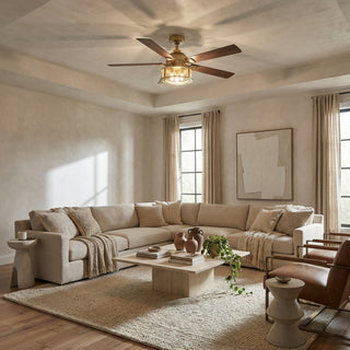 52" Lucknow Industrial Golden Reversible Ceiling Fan with Lighting and Remote Control