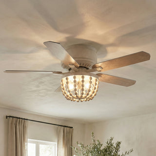 48" New Delhi Farmhouse Flush Mount Reversible Ceiling Fan with Lighting and Remote Control
