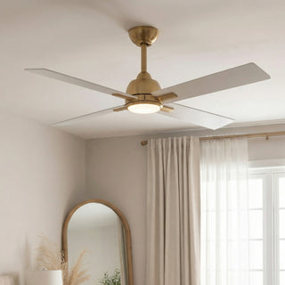 48" Linden DC Motor Downrod Mount Reversible Ceiling Fan with Lighting and Remote Control