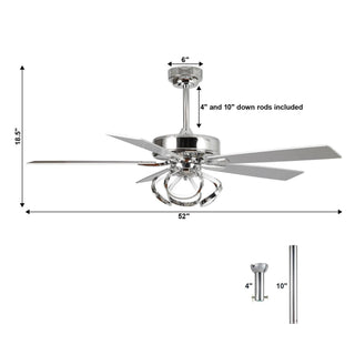 52" Zelda Modern DC Motor Downrod Mount Reversible Ceiling Fan with Remote Control