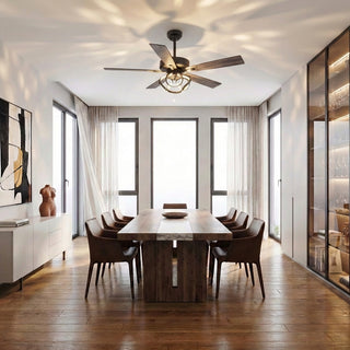 52" 6 Speed DC Black Ceiling Fan with Lighting