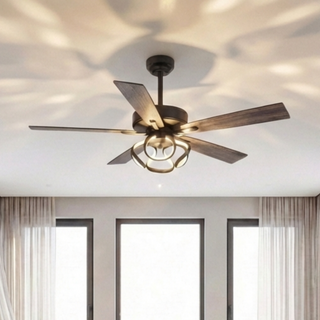 52" 6 Speed DC Black Ceiling Fan with Lighting