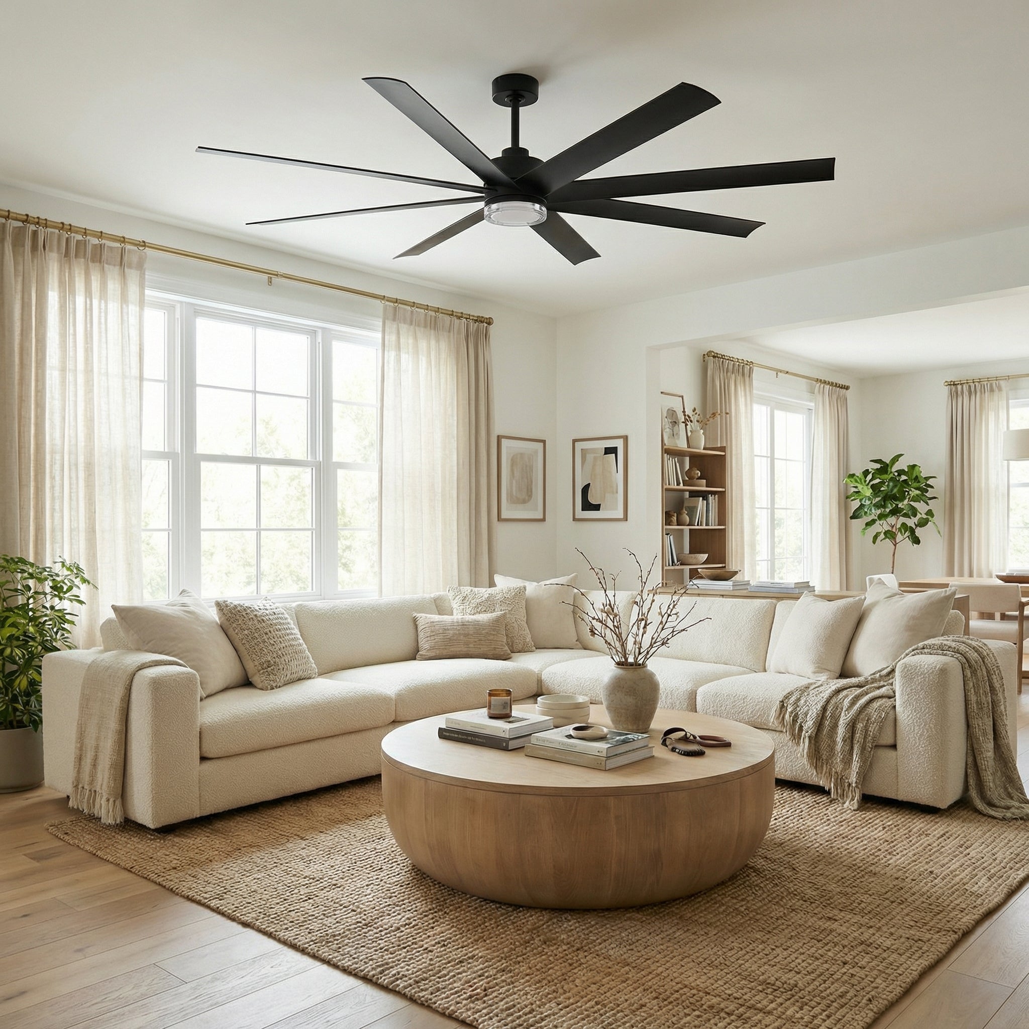 72 Inch Daugava Modern Downrod Mount Smart Fan with LED Light