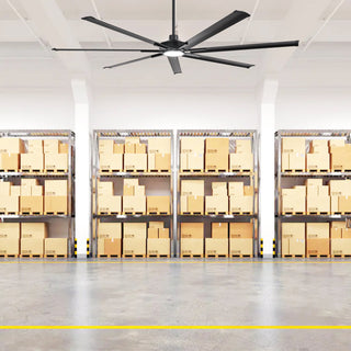 84 Inch 100 Inch Padus Black Large Size Ceiling Fan with Dimmable Lighting and Remote Control