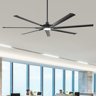 84 Inch 100 Inch Padus Black Large Size Ceiling Fan with Dimmable Lighting and Remote Control
