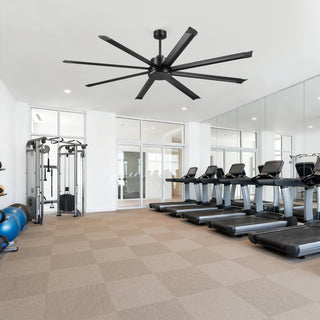 White Label 84" 100" Black DC Motor Modern Downrod Ceiling Fan